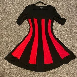 Connected Apparel Black and Red Midi Dress